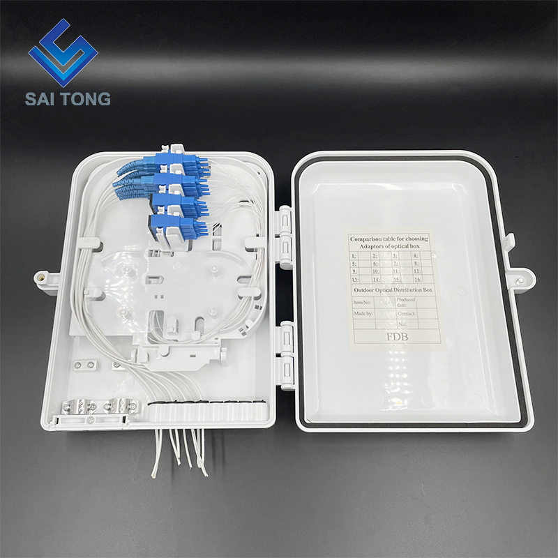 Caixa terminal de equipamento de fibra fdb 16 núcleos interior/exterior ftth caixa de distribuição de fibra óptica com adaptador 16pcs sc fabricado na china