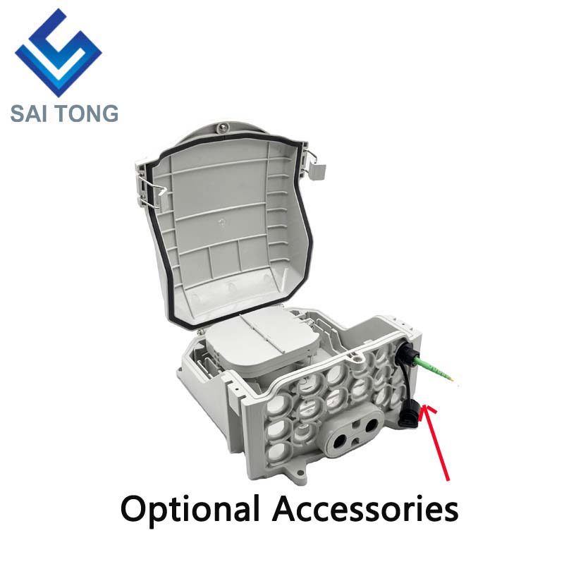 FTTH Saitong IP65 16 núcleo de fibra óptica caixa terminal PC + ABS material ao ar livre 16 portas caixas de distribuição com 2 bandejas