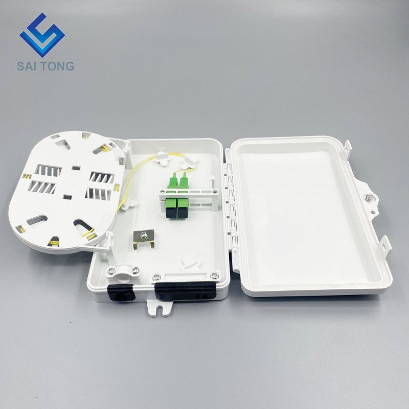 Fornecimento IP65 1/2 porta mini FTTH caixa de fibra óptica ao ar livre caixa de terminais de fibra de 2 núcleos de plástico com adaptador SC LC