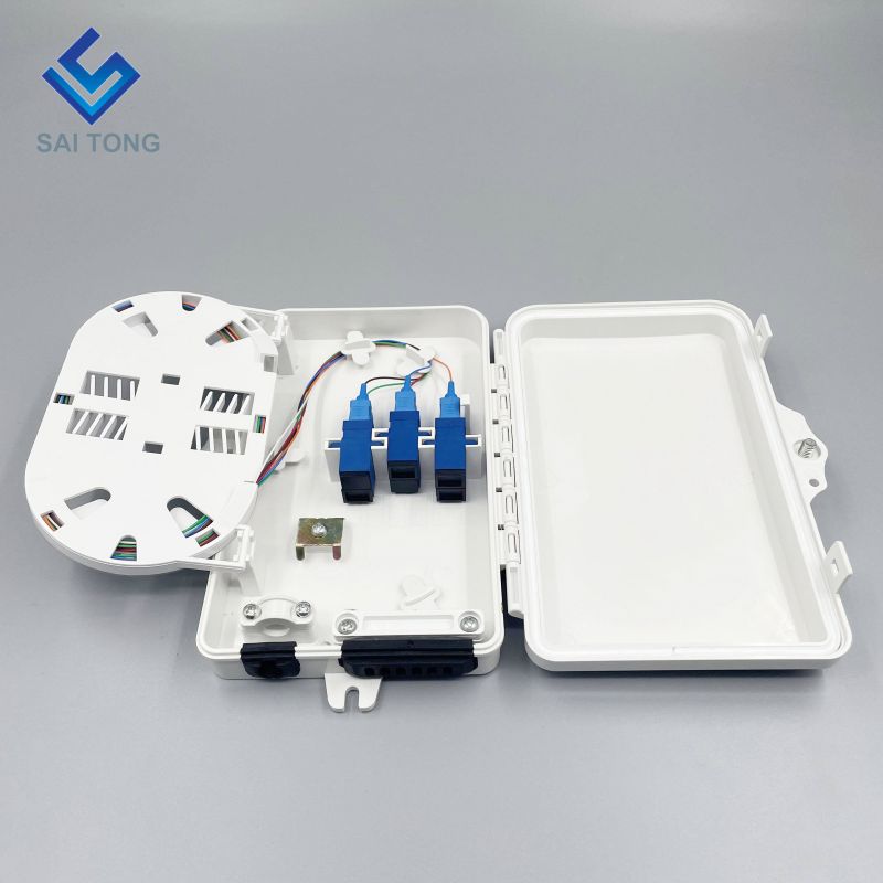 Saitong 1/6 portas FTTH FTTX 6 núcleo caixa de distribuição de fibra óptica caixa de suporte PLC caixa óptica ABS