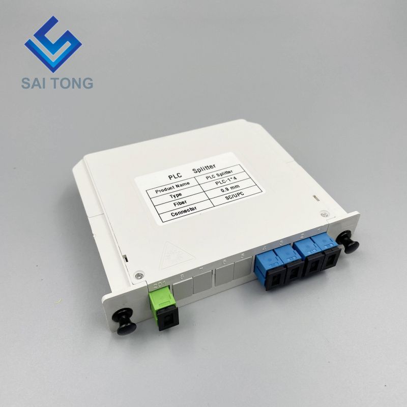 1:4 SC/UPC Montagem em Rack Divisor Plc Caixa ABS Conectores SC UPC Tipo Cassete Divisor de Fibra Óptica 1X4