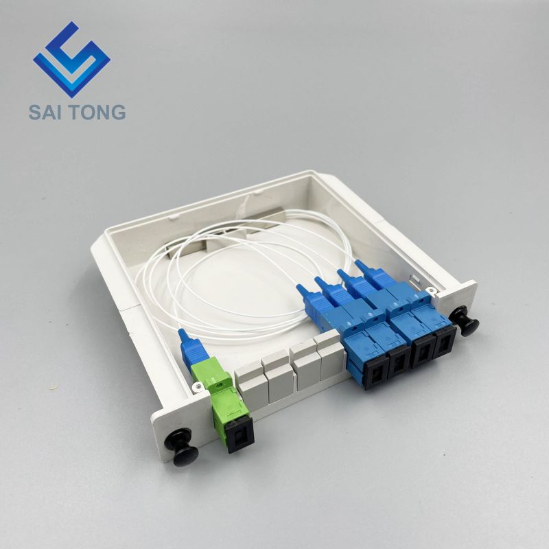 1:4 SC/UPC Montagem em Rack Divisor Plc Caixa ABS Conectores SC UPC Tipo Cassete Divisor de Fibra Óptica 1X4