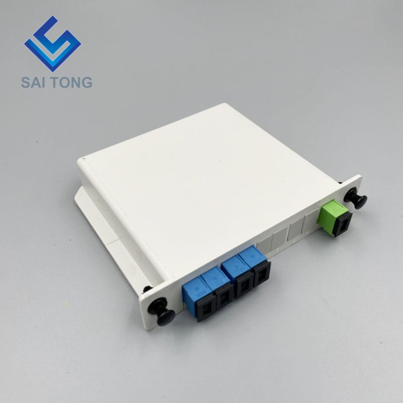 1:4 SC/UPC Montagem em Rack Divisor Plc Caixa ABS Conectores SC UPC Tipo Cassete Divisor de Fibra Óptica 1X4