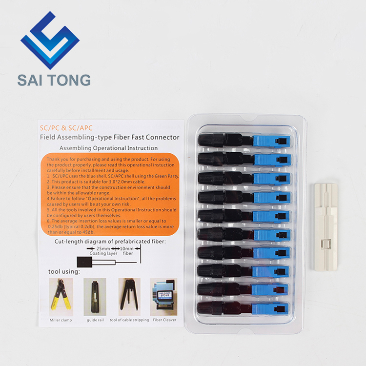 Saitong Supply Equipamento de comunicação conector rápido sc/upc ftth Conector rápido de fibra óptica Conector de fibra