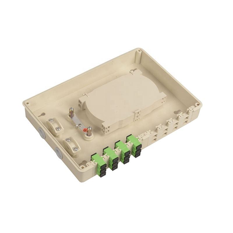 Caixa terminal de plástico ABS PP de baixo preço 24 núcleos para montagem em parede ou montagem em rack disponível Fibra Óptica Patch Panel com adaptador 24 SC FC