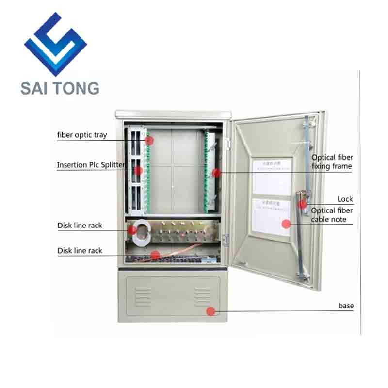 SaiTong FTTH 144 Núcleo do gabinete do hub de distribuição de fibra SMC Material à prova d'água acesso ao ar livre 144 gabinete de fibra óptica