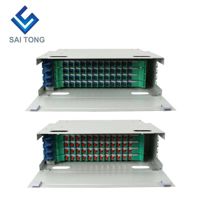 SaiTong FTTH 19 Polegada Montagem em Rack Gabinete de 48 Portas SC/FC ODF 4 U 48 núcleo Quadro de Distribuição de Fibra Óptica Carga Total Opcional