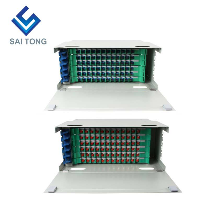 SaiTong FTTH 19 Polegada Montagem em Rack Gabinete de 72 Portas SC/FC ODF 6 U 72 núcleo Quadro de Distribuição de Fibra Óptica Carga Total Opcional