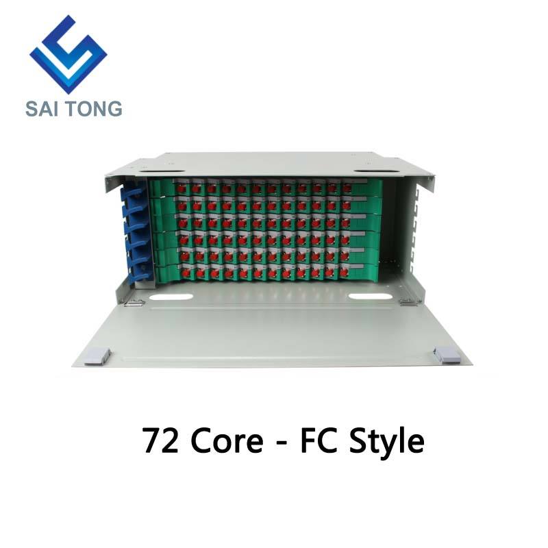 SaiTong FTTH 19 Polegada Montagem em Rack Gabinete de 72 Portas SC/FC ODF 6 U 72 núcleo Quadro de Distribuição de Fibra Óptica Carga Total Opcional