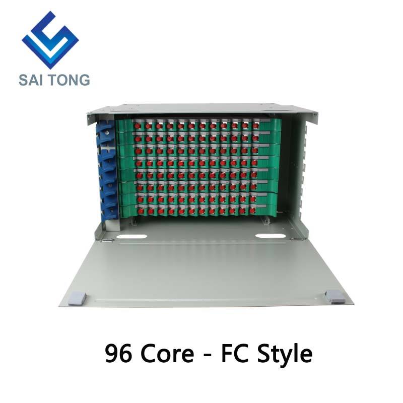 FTTH 19 Polegada Montagem em Rack Gabinete de 96 Portas SC/FC ODF 8U 96 núcleos Quadro de Distribuição de Fibra Óptica Externa Preço Opcional Carga Completa