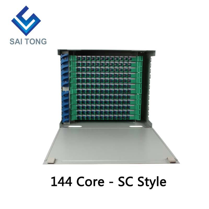 2022 SaiTong FTTH 19 Polegada Montagem em Rack Gabinete de 144 Portas SC/FC ODF 12U 144 núcleo Quadro de Distribuição de Fibra Óptica Carga Total Opcional