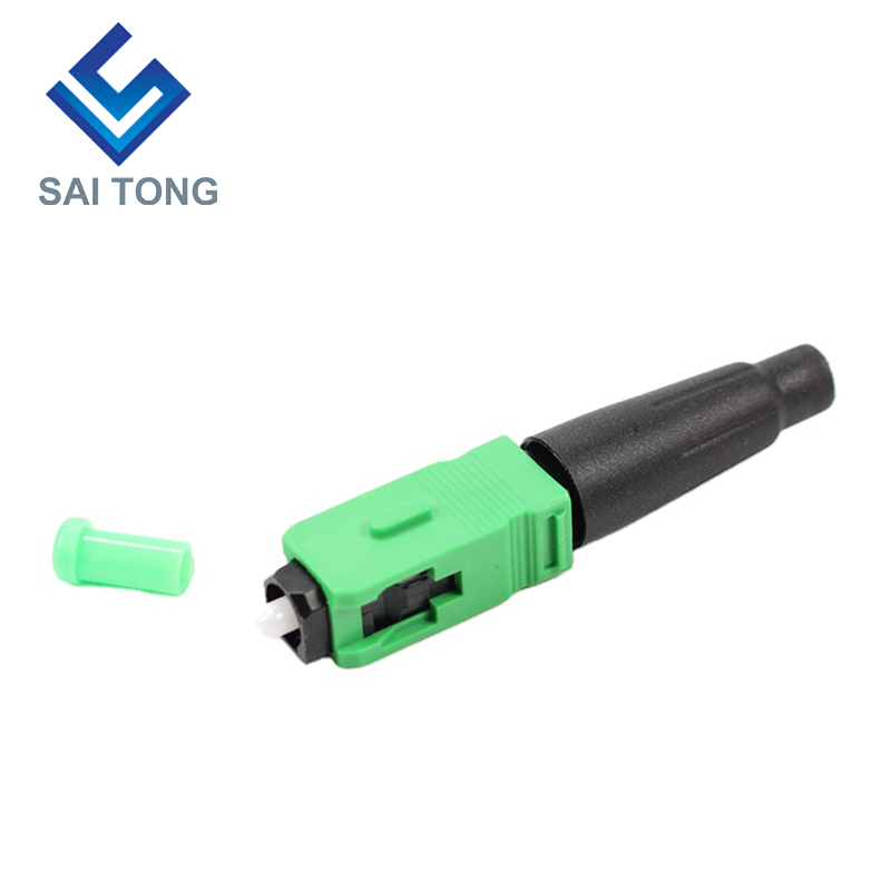 Fibra FTTH Saitong Conector rápido óptico sc apc cabo de fibra de cor verde conector rápido Conector rápido Conjunto de campo Monomodo