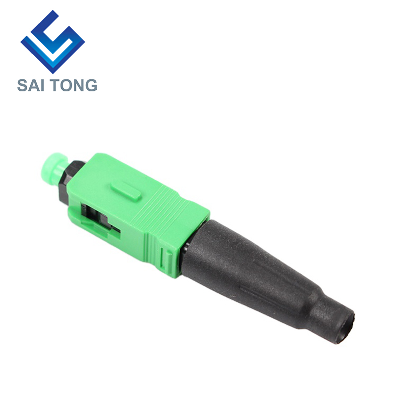 Fibra FTTH Saitong Conector rápido óptico sc apc cabo de fibra de cor verde conector rápido Conector rápido Conjunto de campo Monomodo